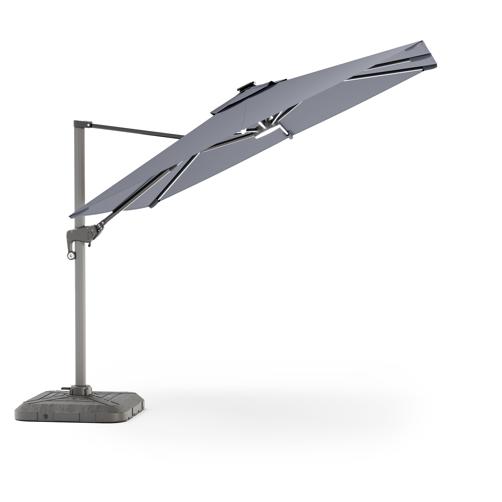 Garden umbrella VENISE DELUXE, LED, grey, 4x3 m