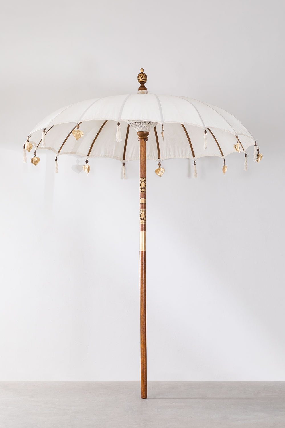 Outdoor Umbrella BAMBOS, white, bamboo structure