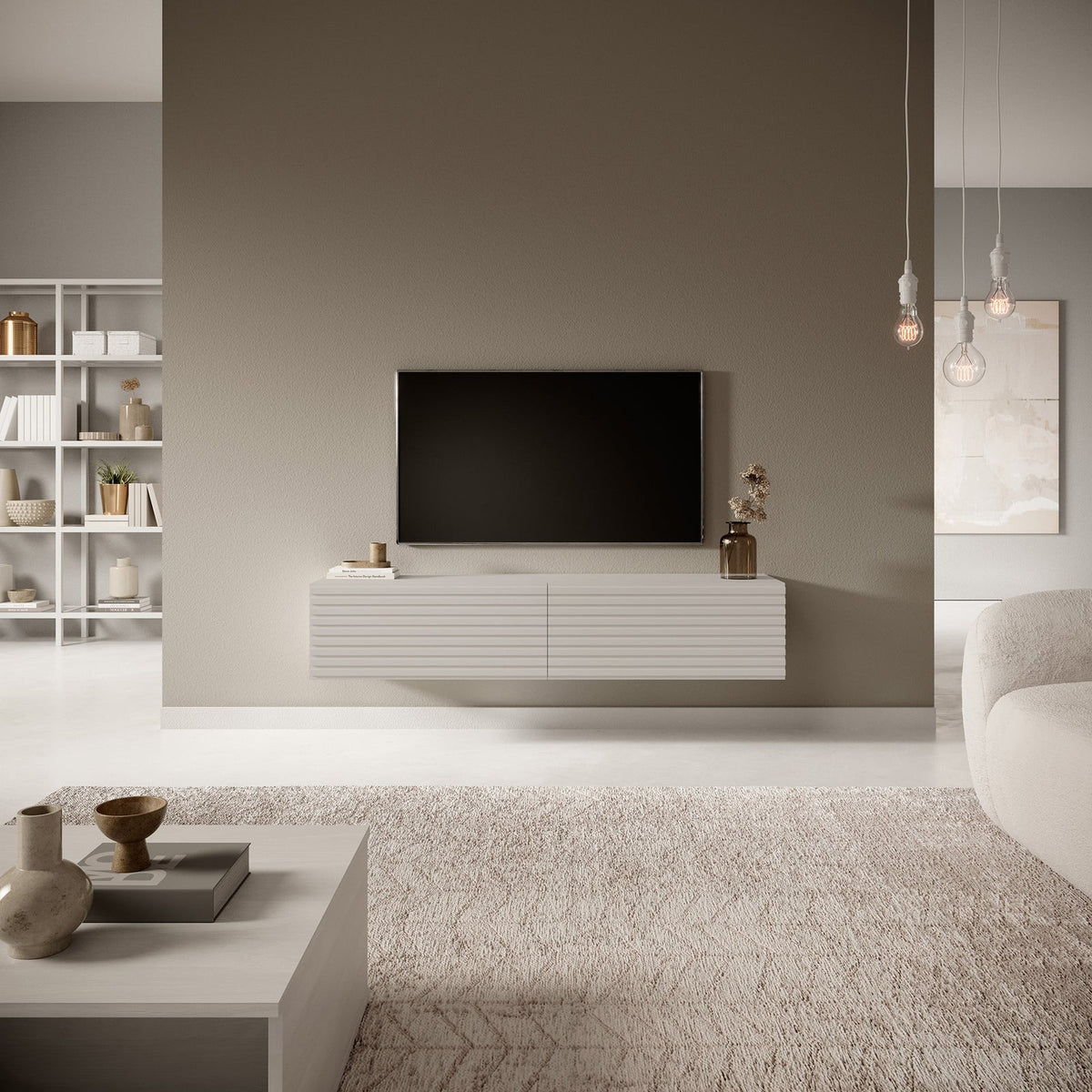 TV spintelė HUGHIE, 140 cm, kašmyras – užpakalinė dalis
