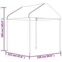 Pavėsinė su stogu, balta, 2,28x2,23x2,69m, polietilenas - Namų Idėja