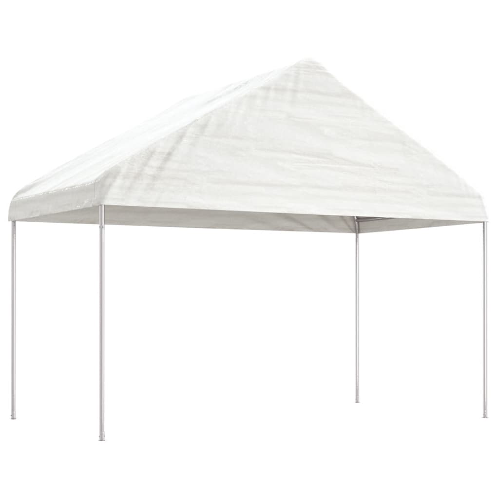 Pavėsinė su stogu, balta, 4,08x2,23x3,22m, polietilenas - Namų Idėja