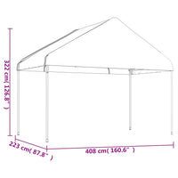 Pavėsinė su stogu, balta, 4,08x2,23x3,22m, polietilenas - Namų Idėja