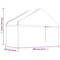Pavėsinė su stogu, balta, 5,88x2,23x3,75m, polietilenas - Namų Idėja