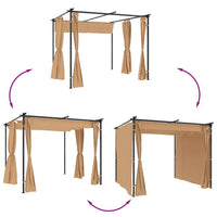 Pavėsinė su užuolaidomis, taupe spalvos, 3x3m, plienas - Namų Idėja