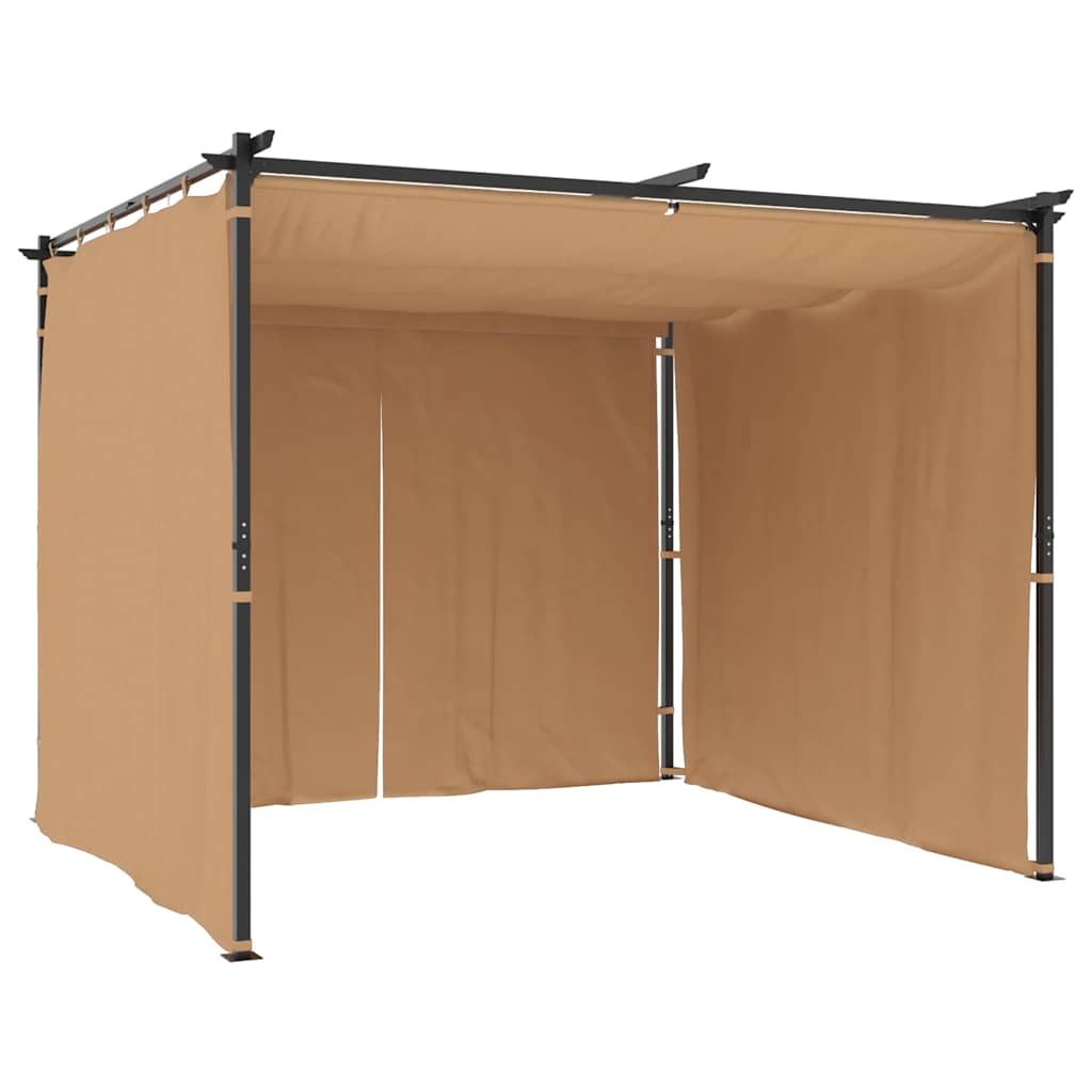 Pavėsinė su užuolaidomis, taupe spalvos, 3x3m, plienas - Namų Idėja