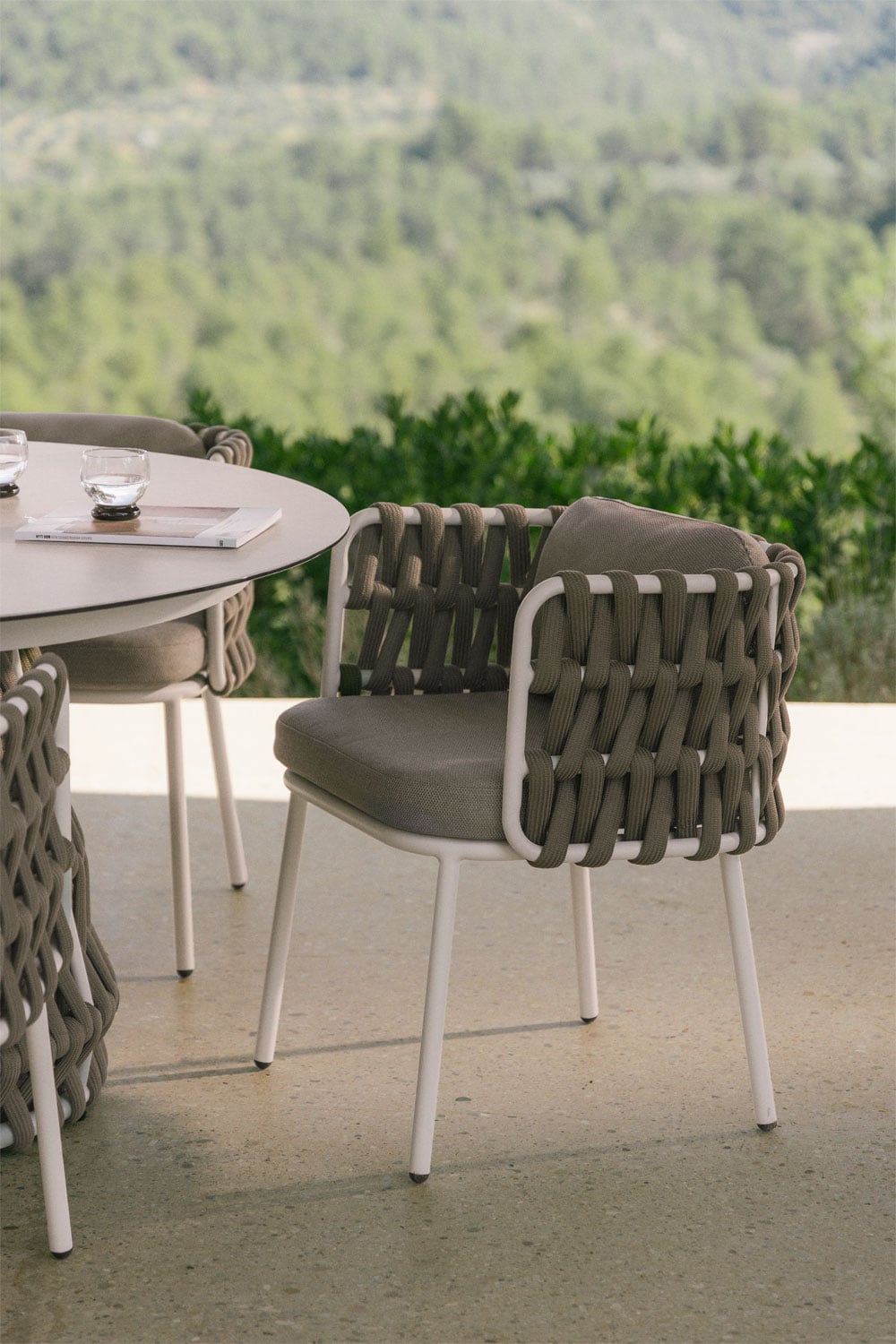 Outdoor chair TEVARY, with armrests, white (1 pc.)