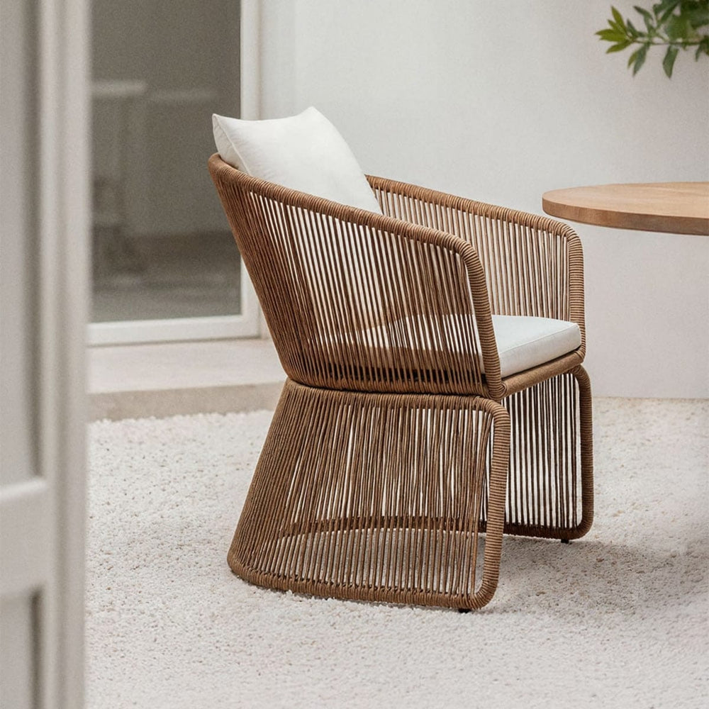 SNYDER Outdoor Chair, wicker pattern, with cushion, honey