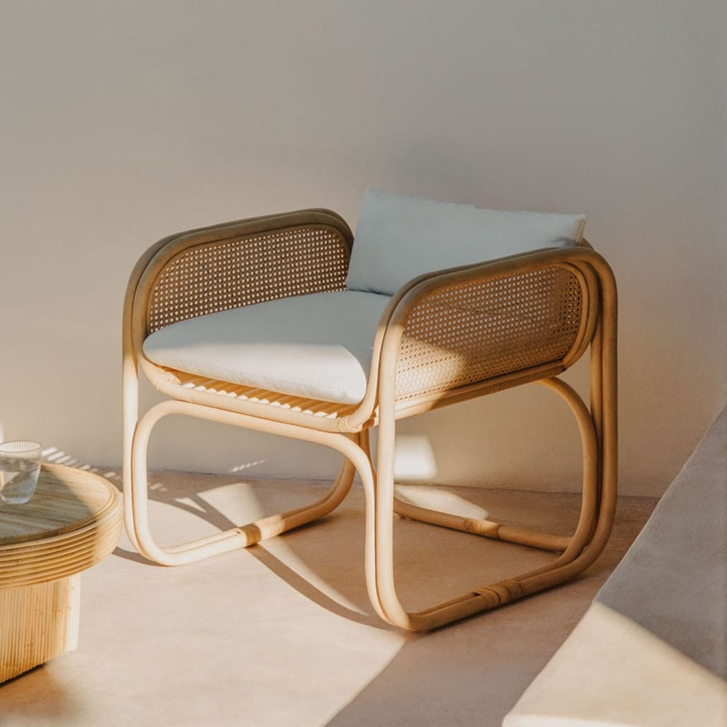 WILBERT outdoor armchair, rattan, honey