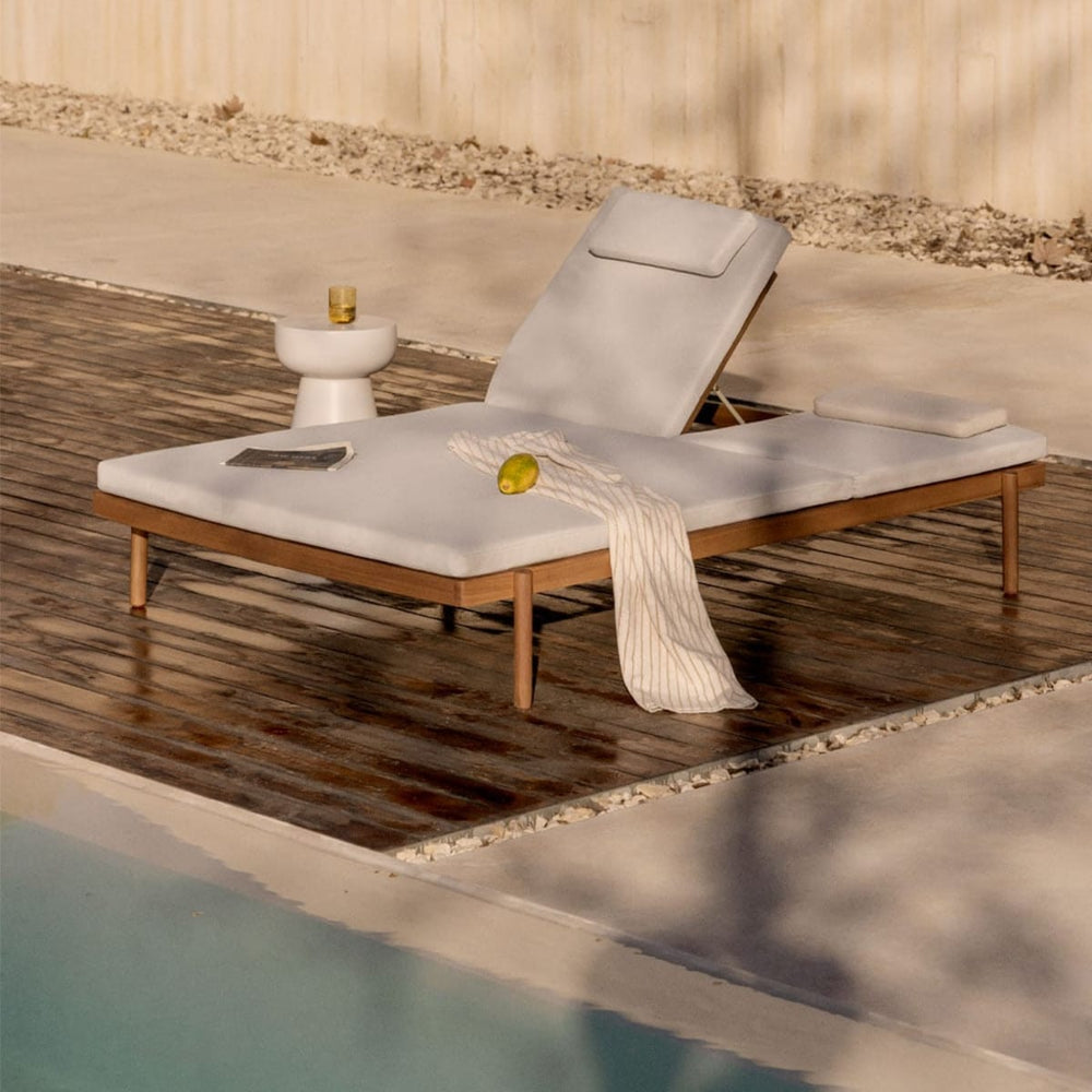 Double outdoor sun lounger CEDAR, Acacia brown