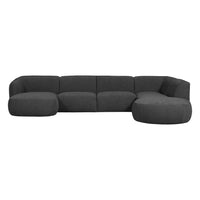 "Polly" dešinės pusės kampo sofa, U formos, pilka - Namų Idėja