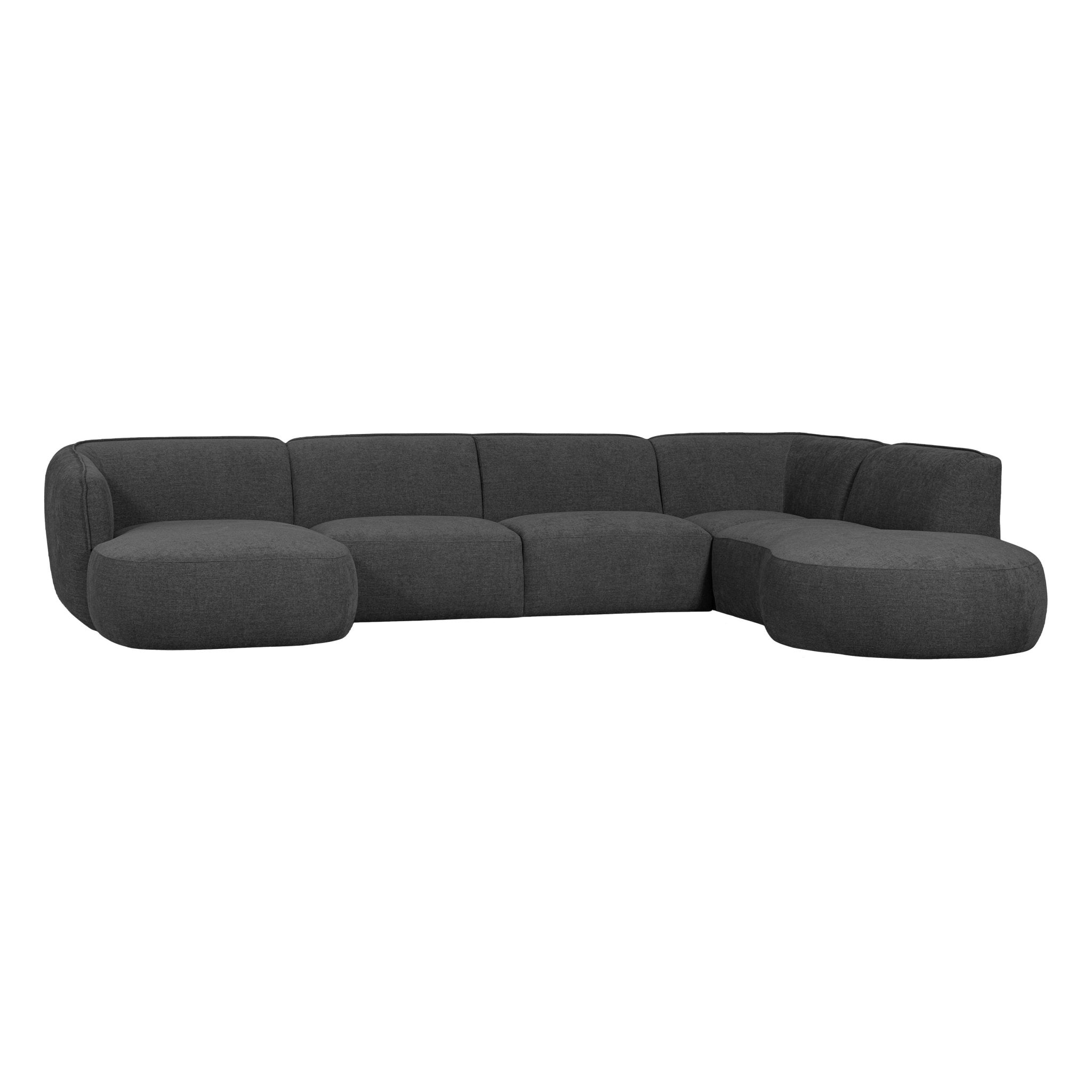 "Polly" dešinės pusės kampo sofa, U formos, pilka - Namų Idėja