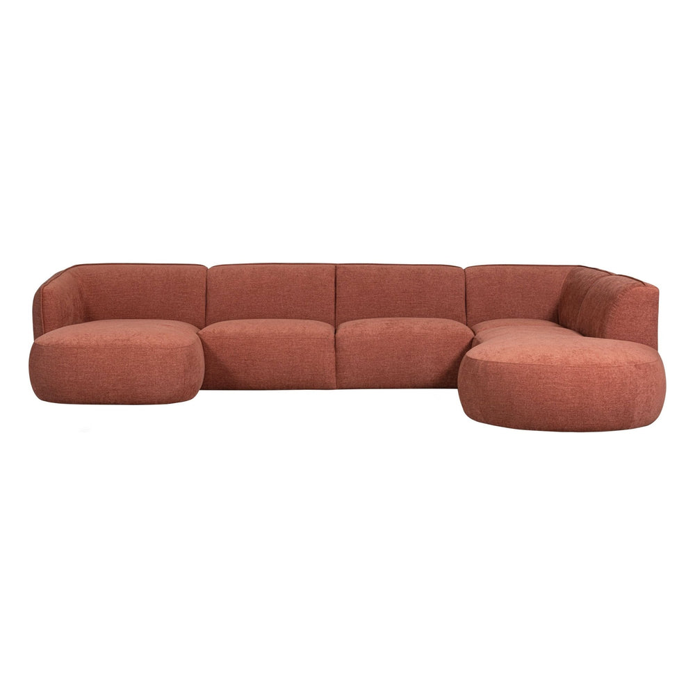 "Polly" dešinės pusės kampo sofa, U formos, rožinė spalva - Namų Idėja