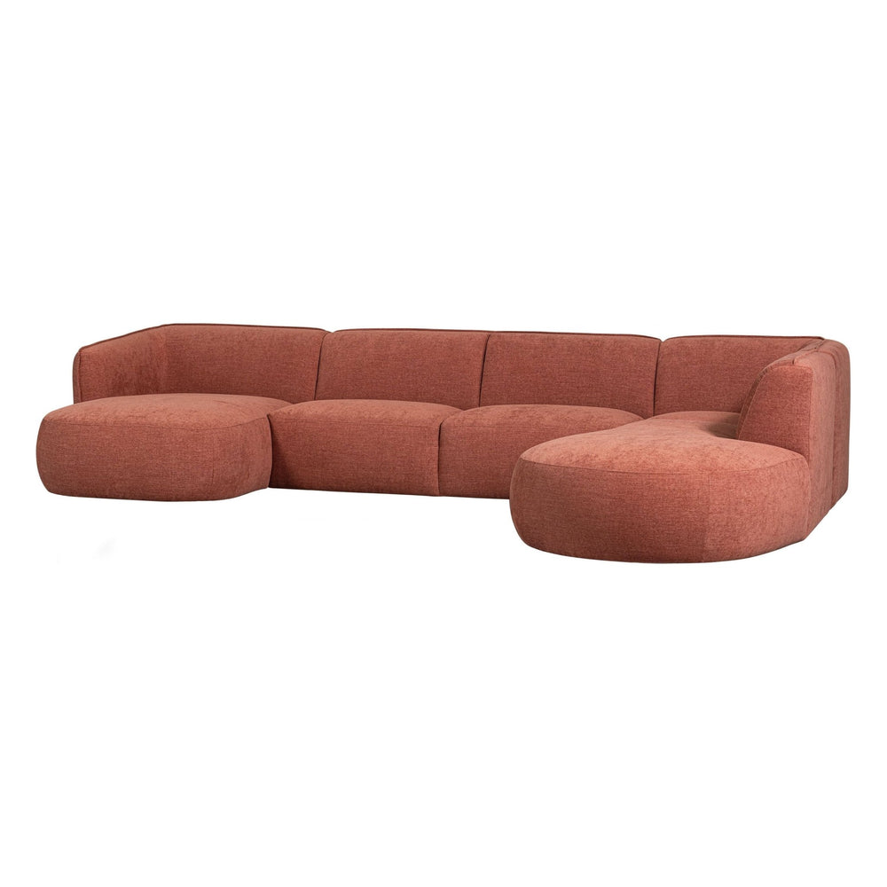"Polly" dešinės pusės kampo sofa, U formos, rožinė spalva - Namų Idėja