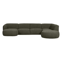 "Polly" dešinės pusės kampo sofa, U formos, šiltai žalia - Namų Idėja