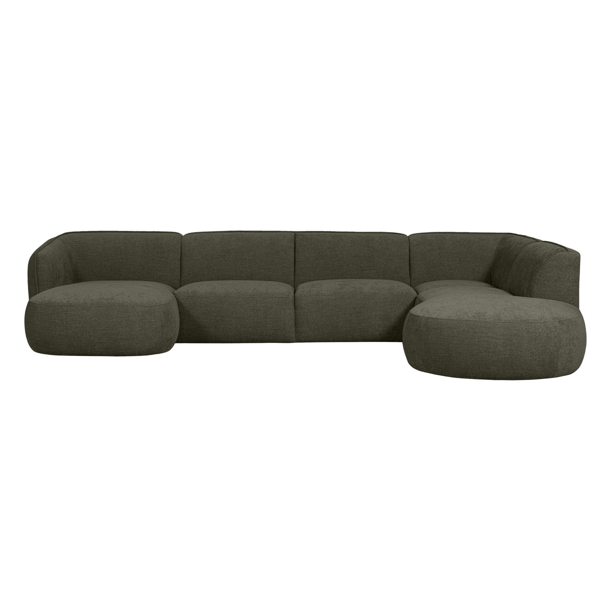 "Polly" dešinės pusės kampo sofa, U formos, šiltai žalia - Namų Idėja