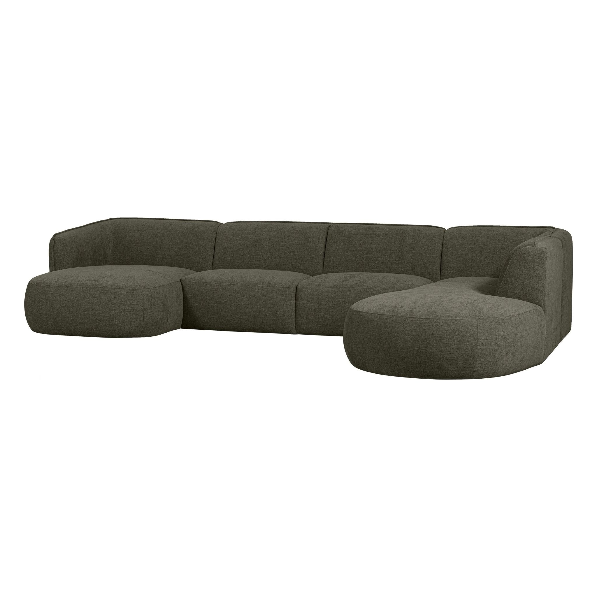 "Polly" dešinės pusės kampo sofa, U formos, šiltai žalia - Namų Idėja