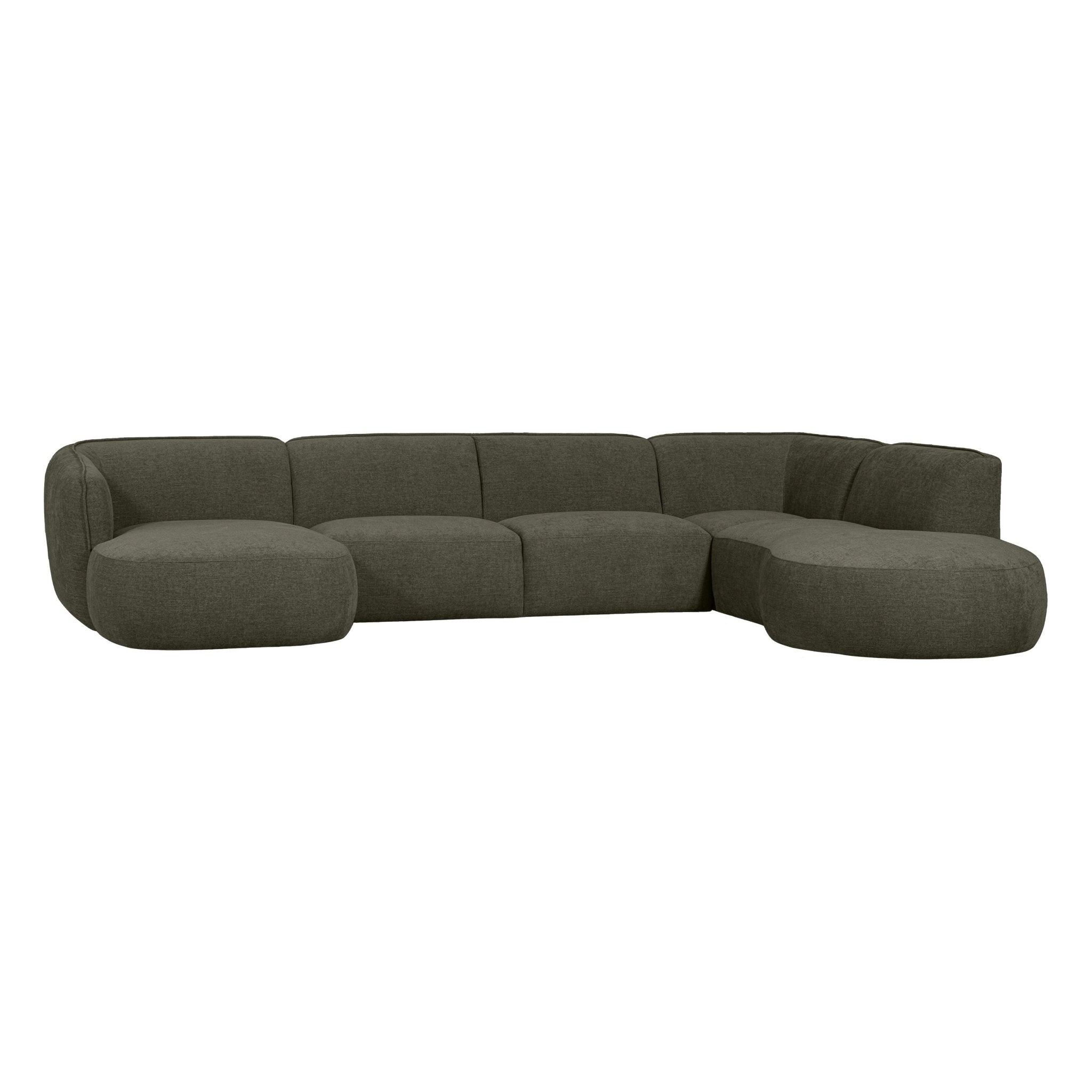 "Polly" dešinės pusės kampo sofa, U formos, šiltai žalia - Namų Idėja