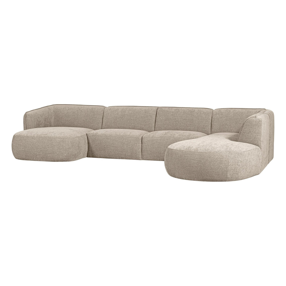 "Polly" dešinės pusės kampo sofa, U formos, smėlio spalva - Namų Idėja