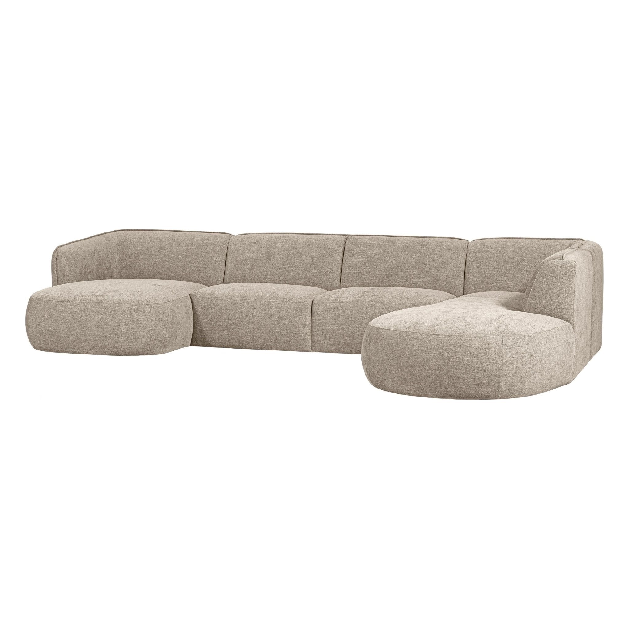 "Polly" dešinės pusės kampo sofa, U formos, smėlio spalva - Namų Idėja
