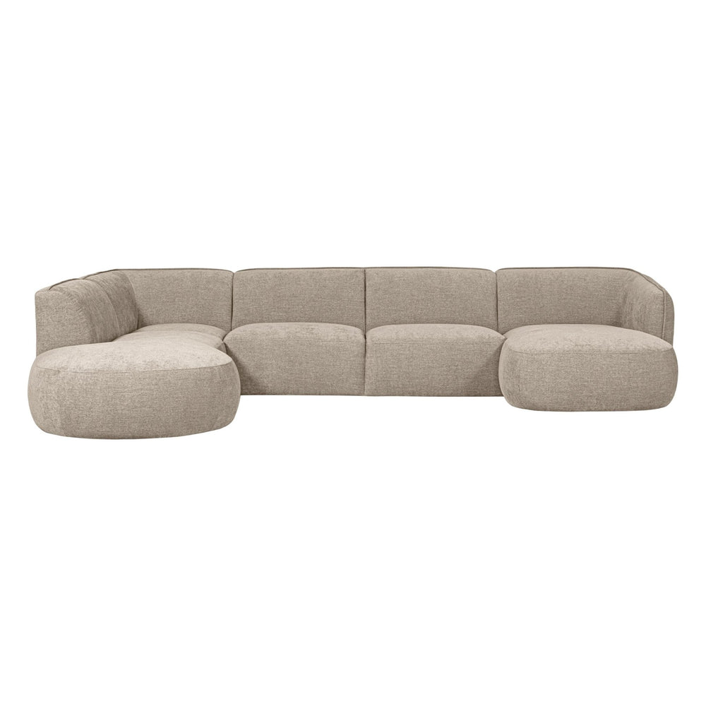 "Polly" kairės pusės kampo sofa, U formos, smėlio spalva - Namų Idėja