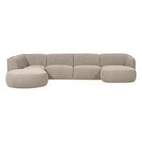 "Polly" kairės pusės kampo sofa, U formos, smėlio spalva - Namų Idėja