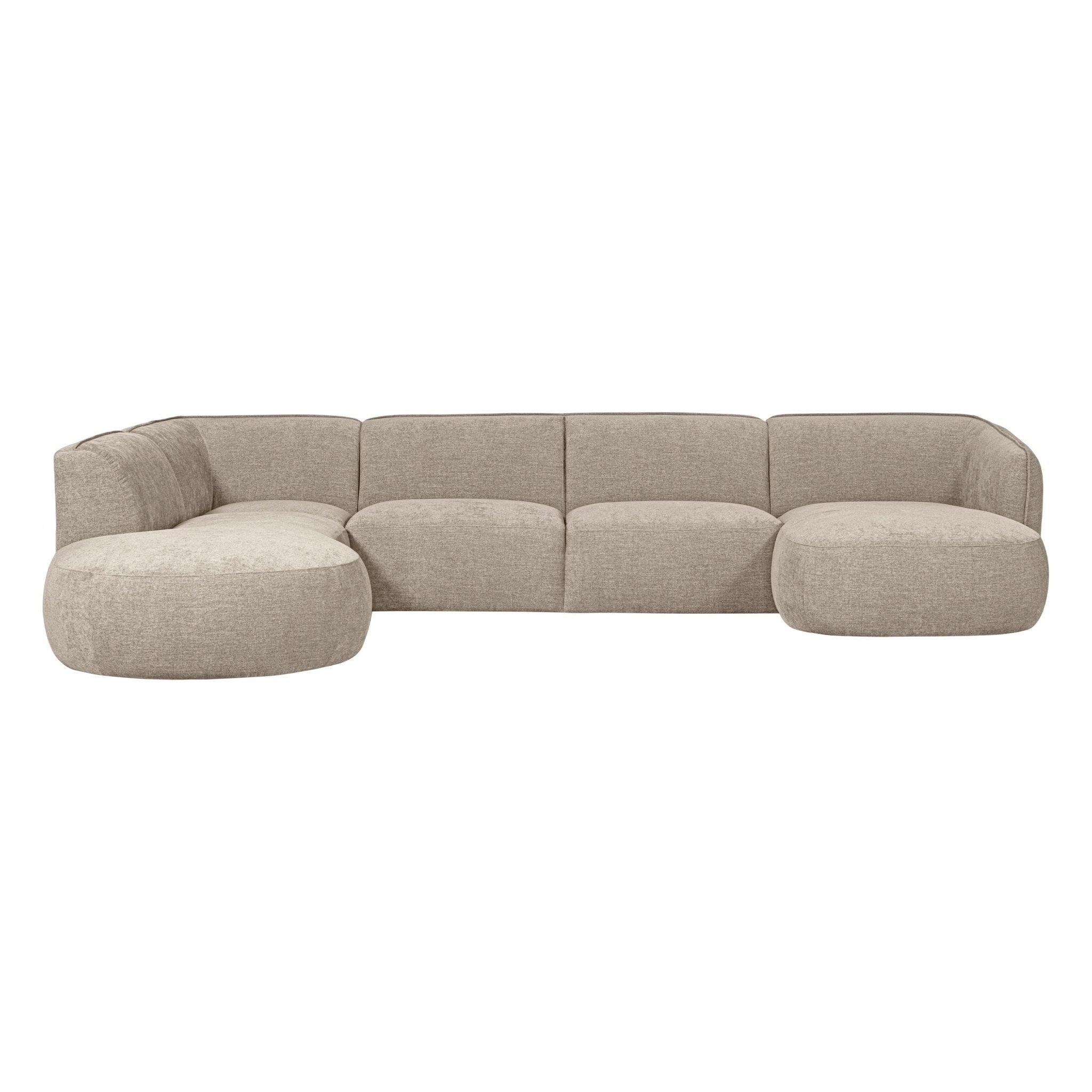 "Polly" kairės pusės kampo sofa, U formos, smėlio spalva - Namų Idėja