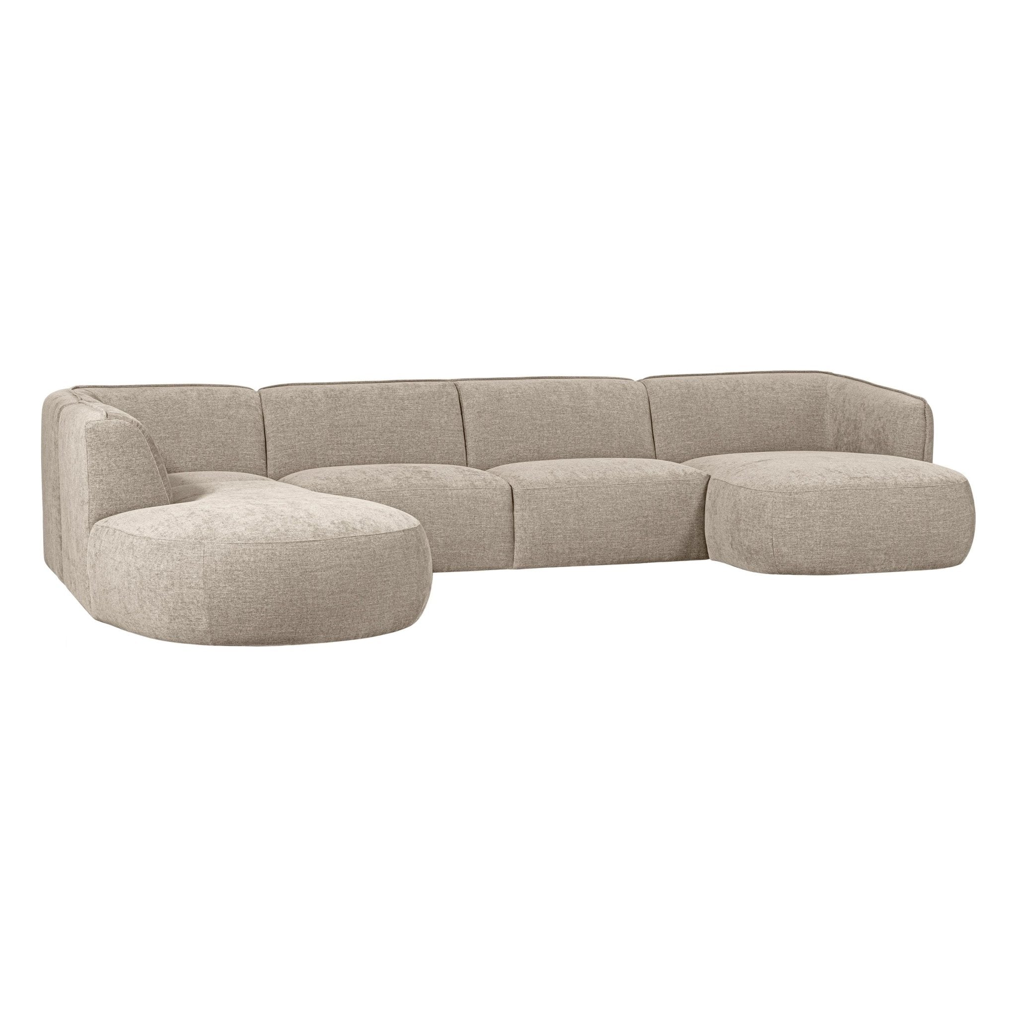 "Polly" kairės pusės kampo sofa, U formos, smėlio spalva - Namų Idėja