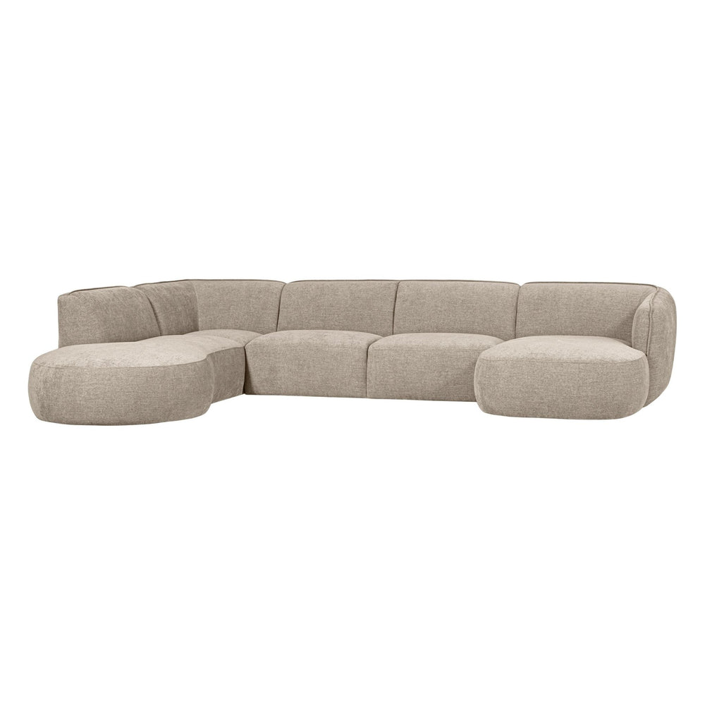 "Polly" kairės pusės kampo sofa, U formos, smėlio spalva - Namų Idėja