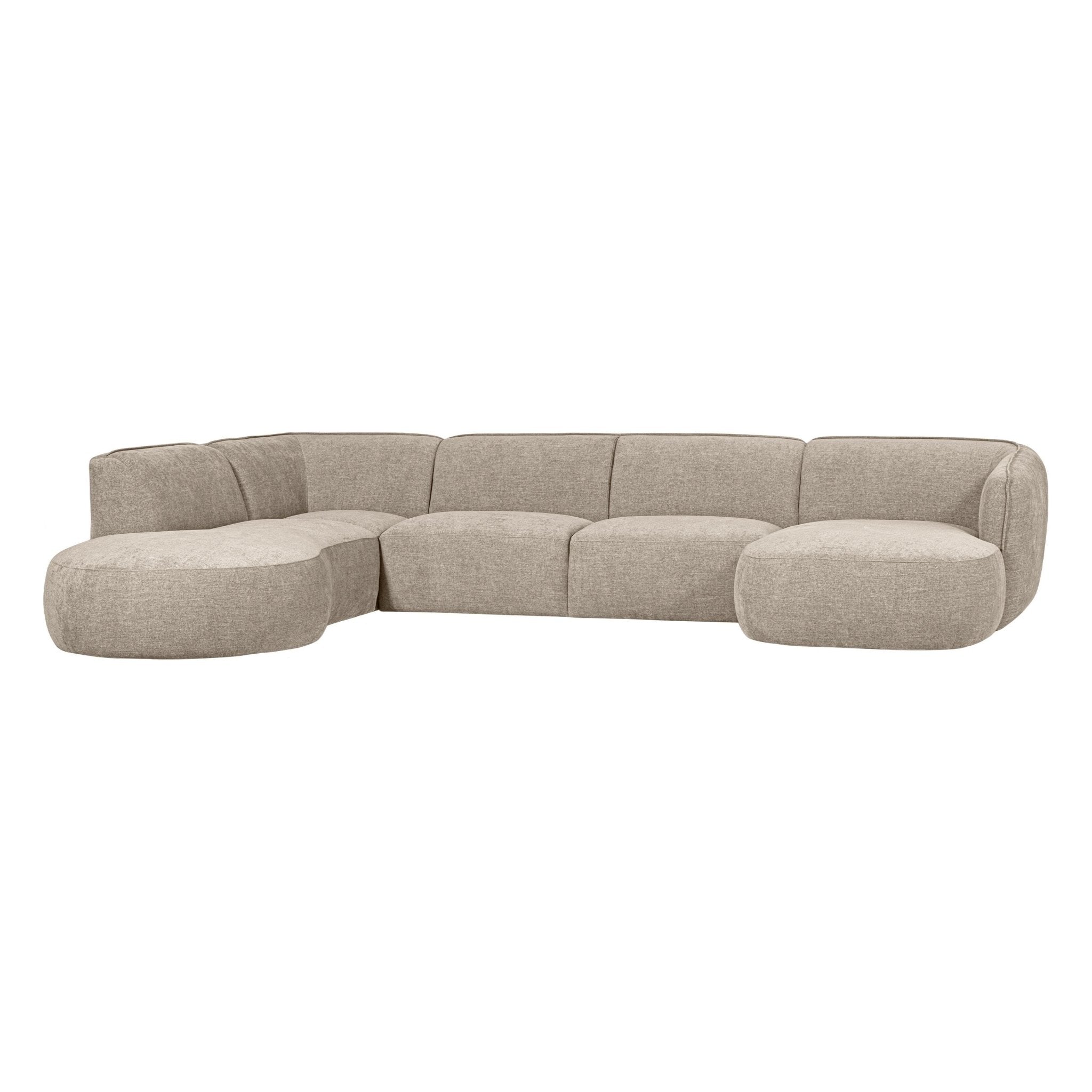"Polly" kairės pusės kampo sofa, U formos, smėlio spalva - Namų Idėja