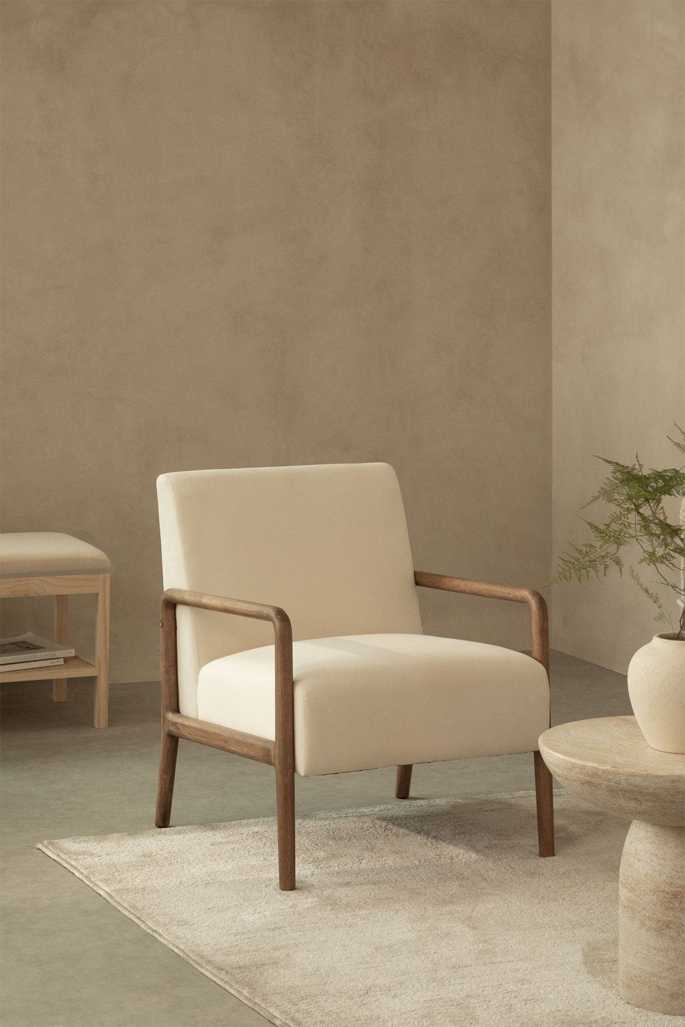 Fotelis ZENUORO, kreminio šenilio