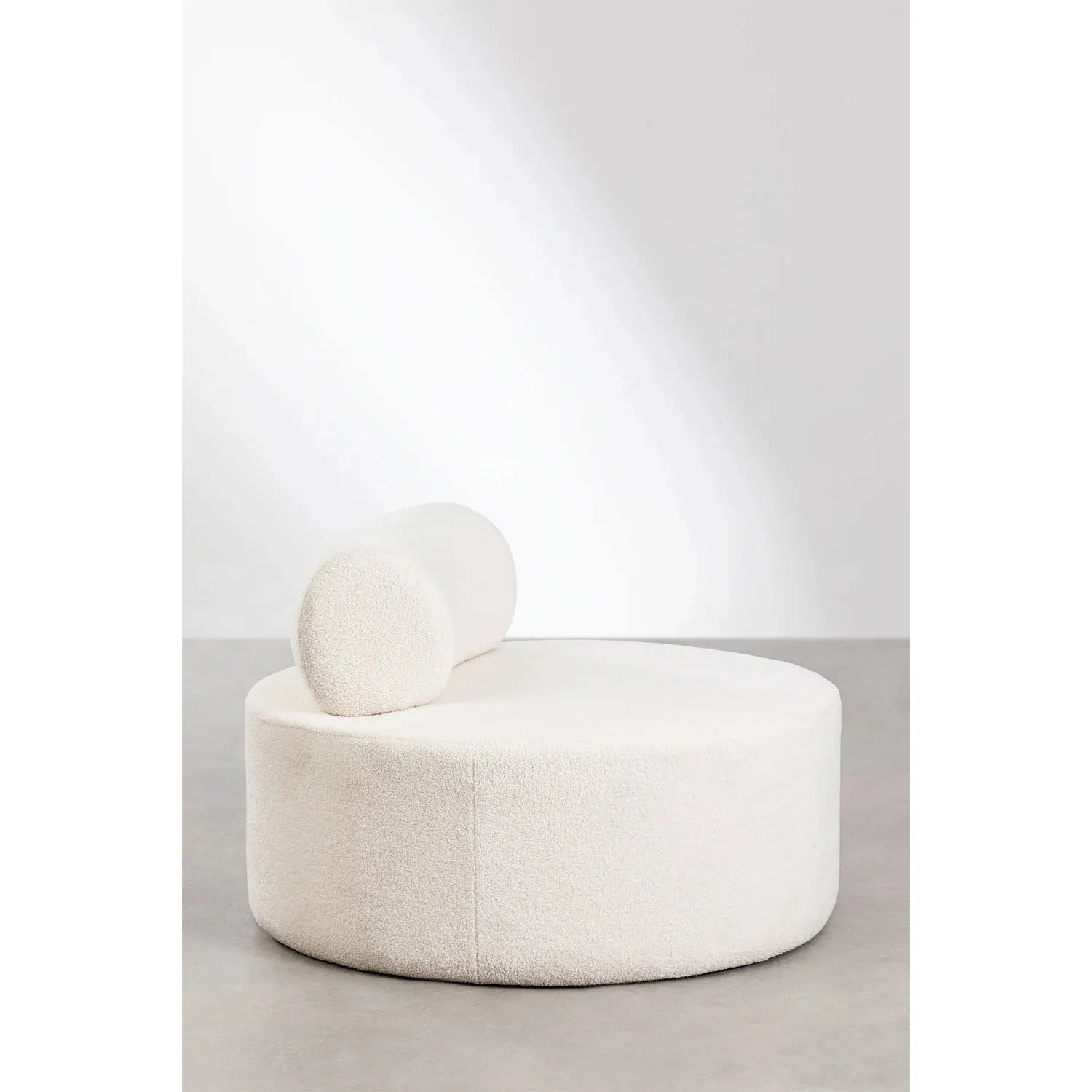 Fotelis NAROA, balta spalva, teddy audinys