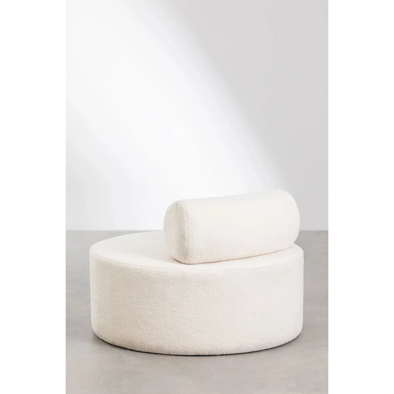 Fotelis NAROA, balta spalva, teddy audinys