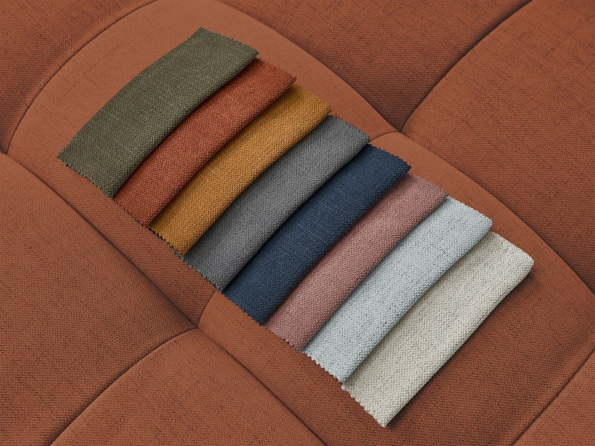 Pufas CLOUD, oranžinė svetainės interjere