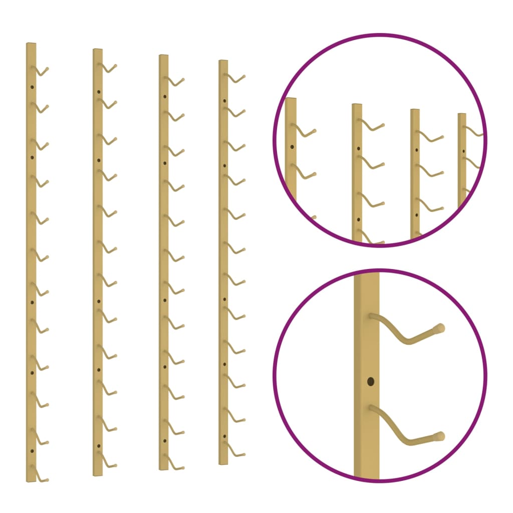 Prie sienos montuojami vyno laikikliai, 2vnt., aukso, geležis - Namų Idėja