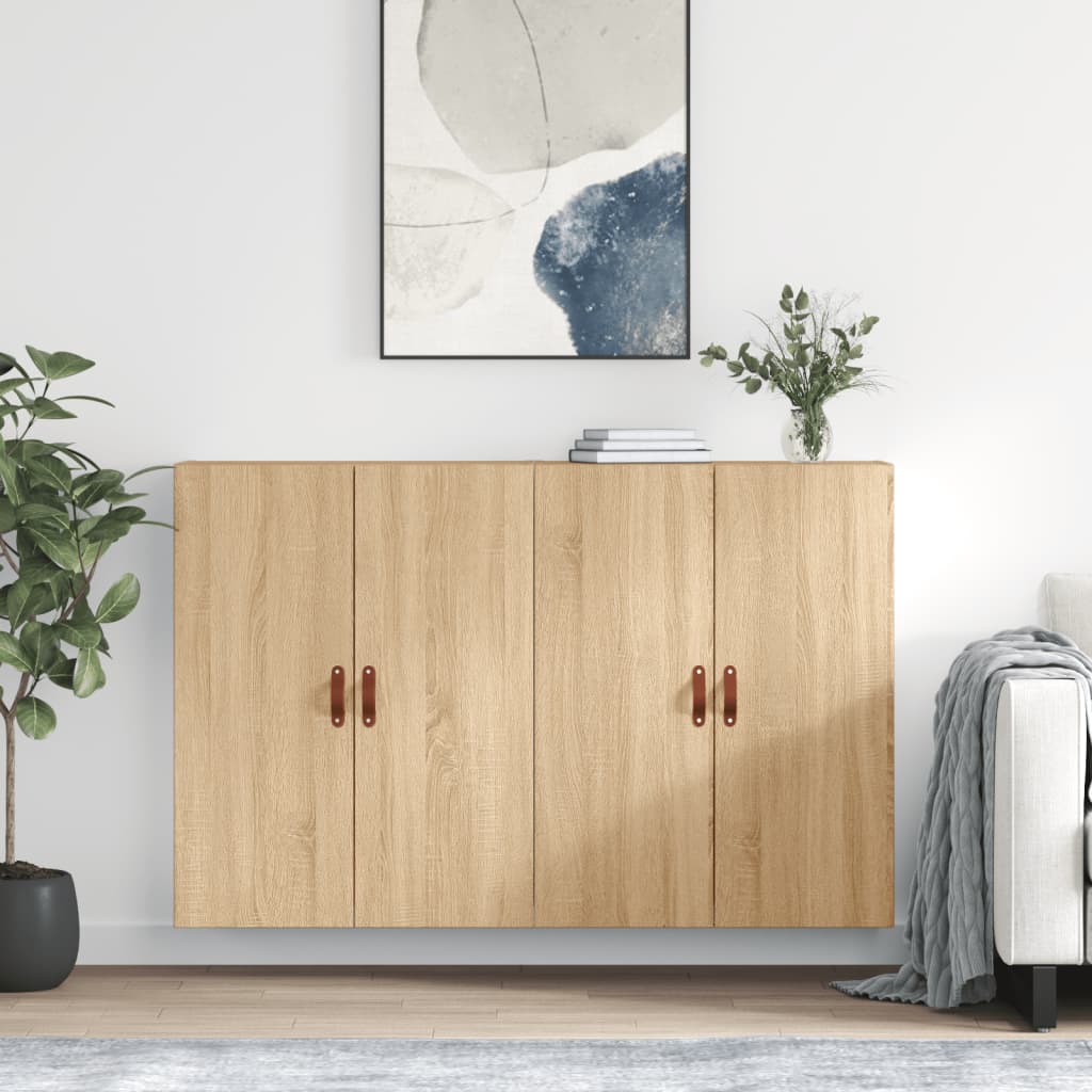 Prie sienos montuojamos spintelės, 2vnt., ąžuolo, 69,5x34x90cm - Namų Idėja