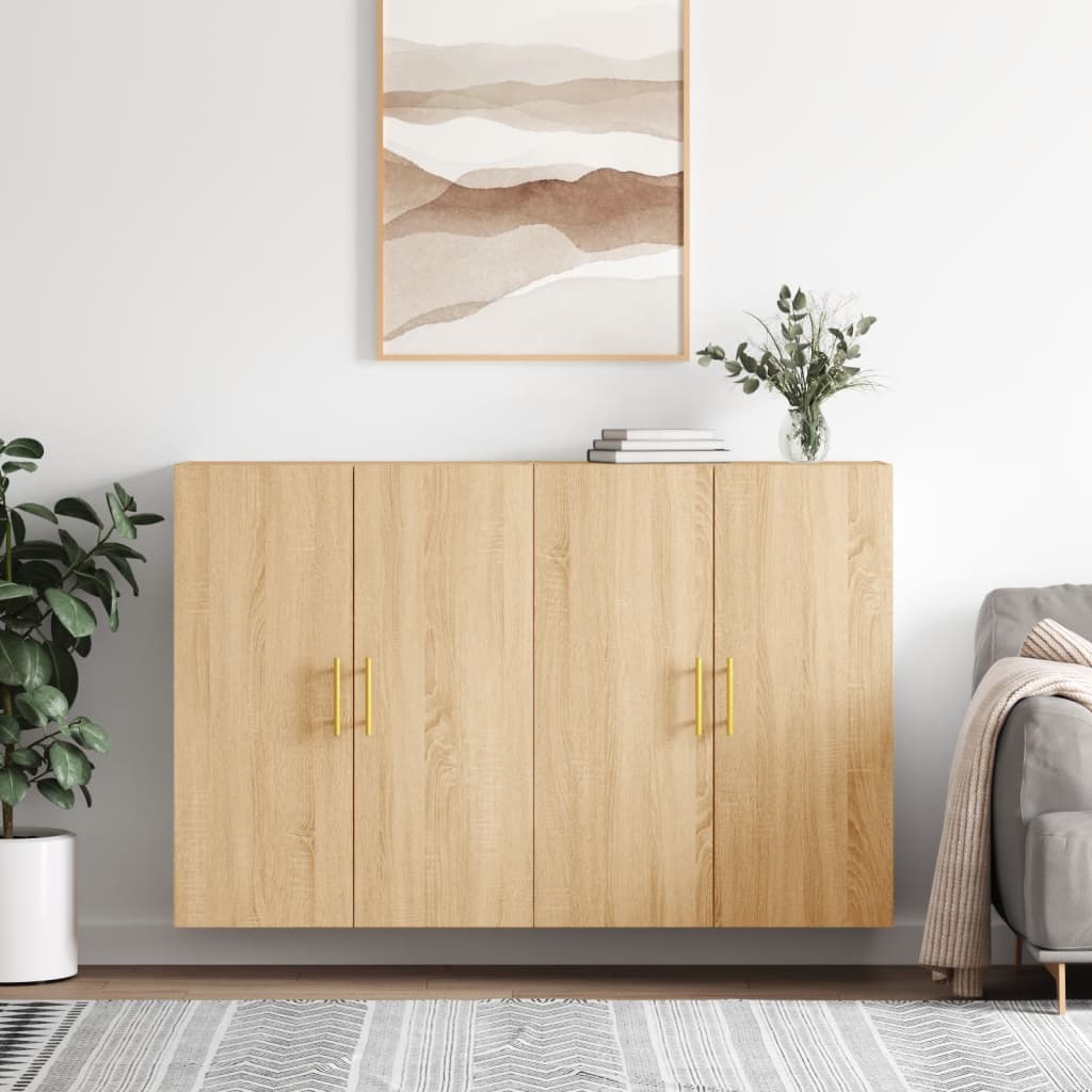 Prie sienos montuojamos spintelės, 2vnt., ąžuolo, 69,5x34x90cm - Namų Idėja
