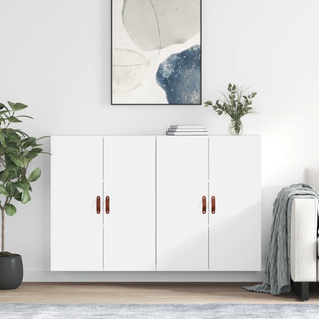 Prie sienos montuojamos spintelės, 2vnt., baltos, 69,5x34x90cm - Namų Idėja