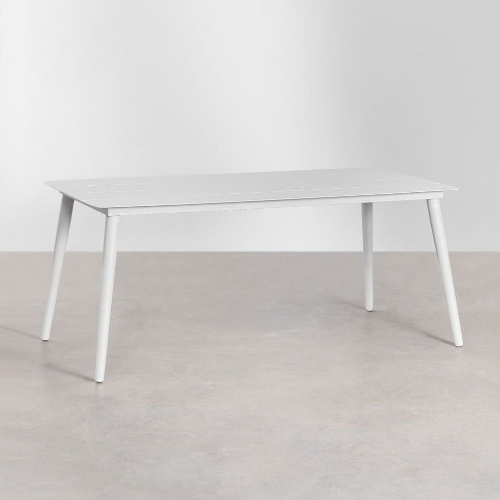 Lauko stalas KAYLEI, aliuminis, balta spalva, 180x90 cm