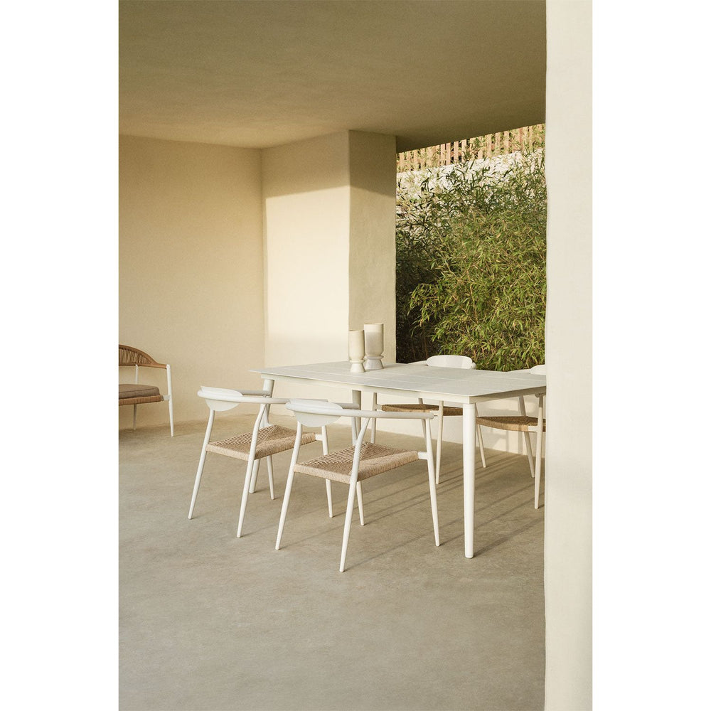 Lauko stalas KAYLEI, aliuminis, balta spalva, 180x90 cm