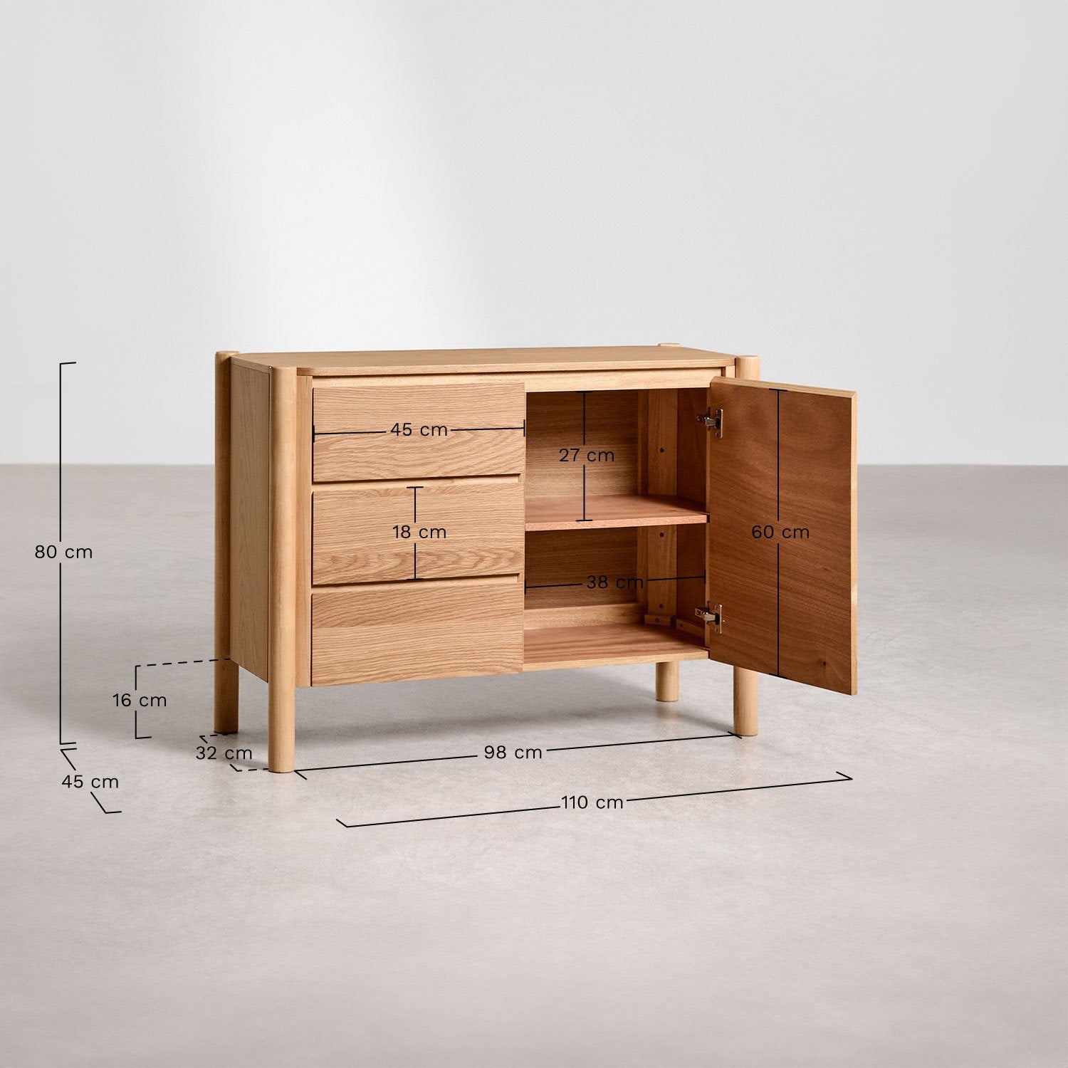 Komoda MODEL, 110x45 cm, ąžuolo spalvos