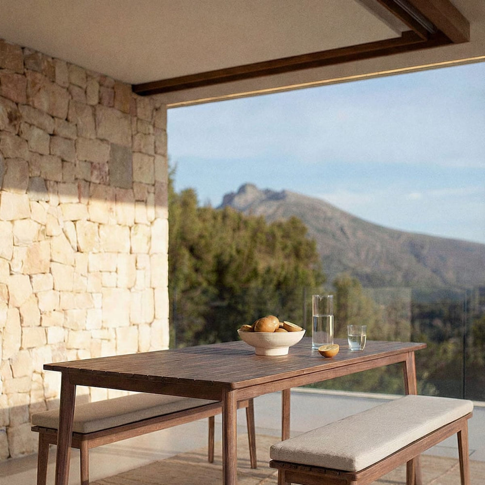 Outdoor dining table VIRVO, acacia, dark (2 variants)