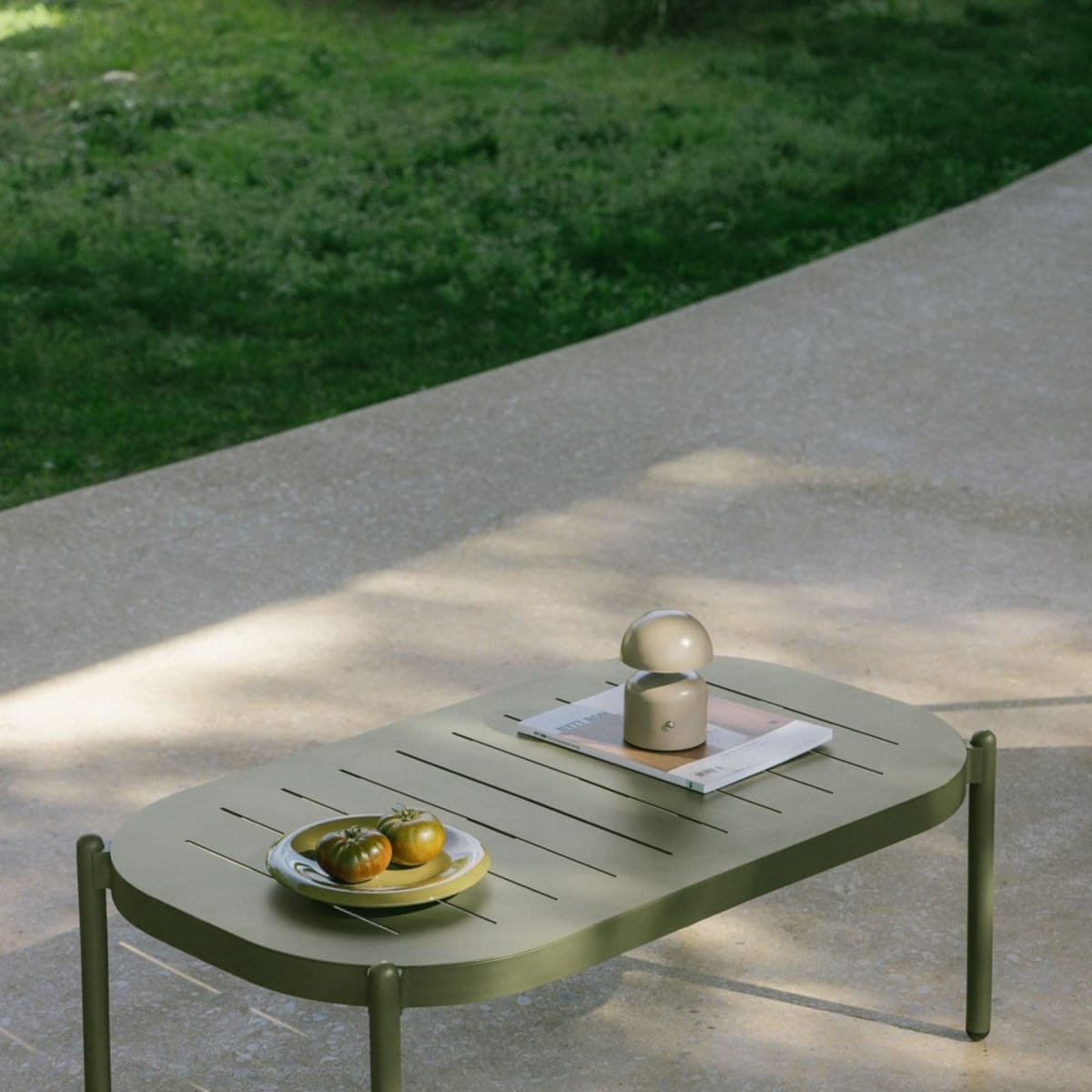 Rectangular outdoor table RATANO, aluminum, olive green