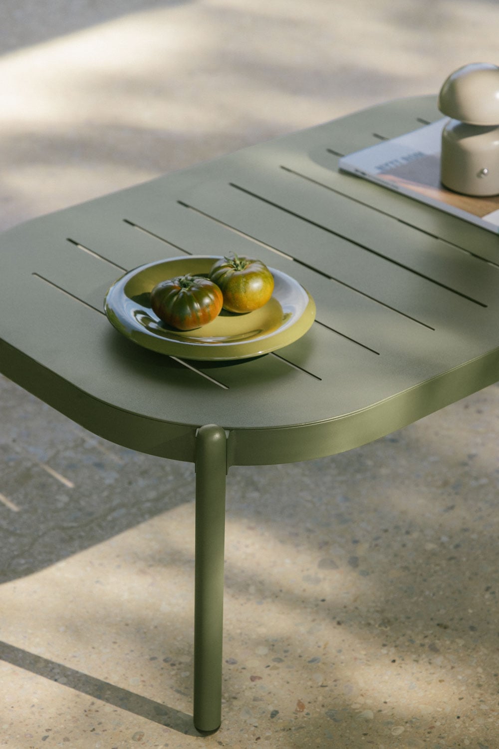 Rectangular outdoor table RATANO, aluminum, olive green