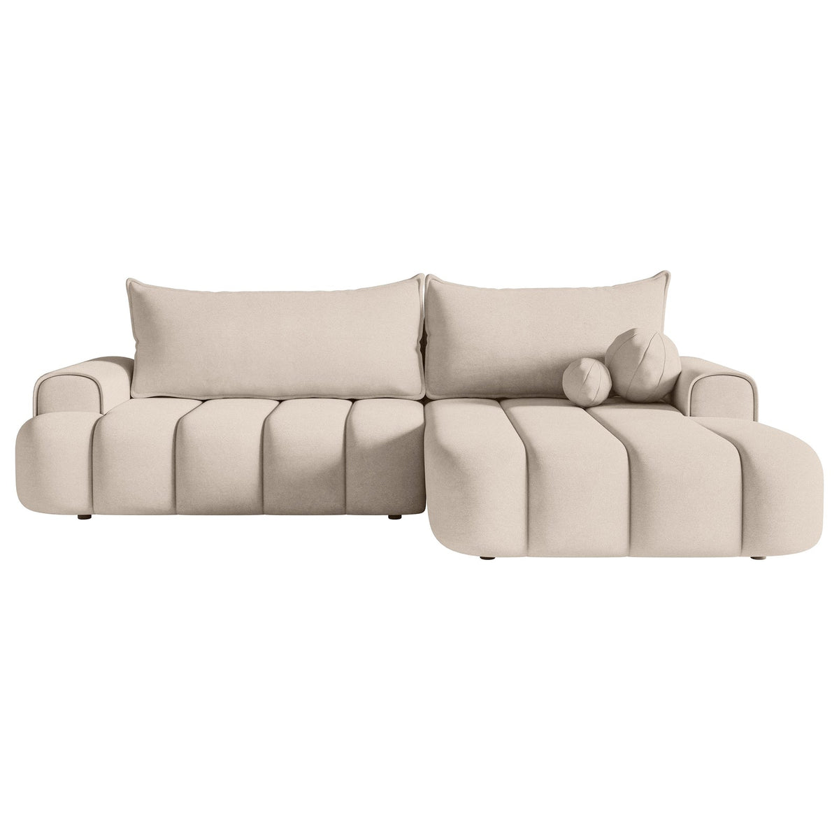 Kampinė sofa ELIN, pilkai smėlinis veliūras