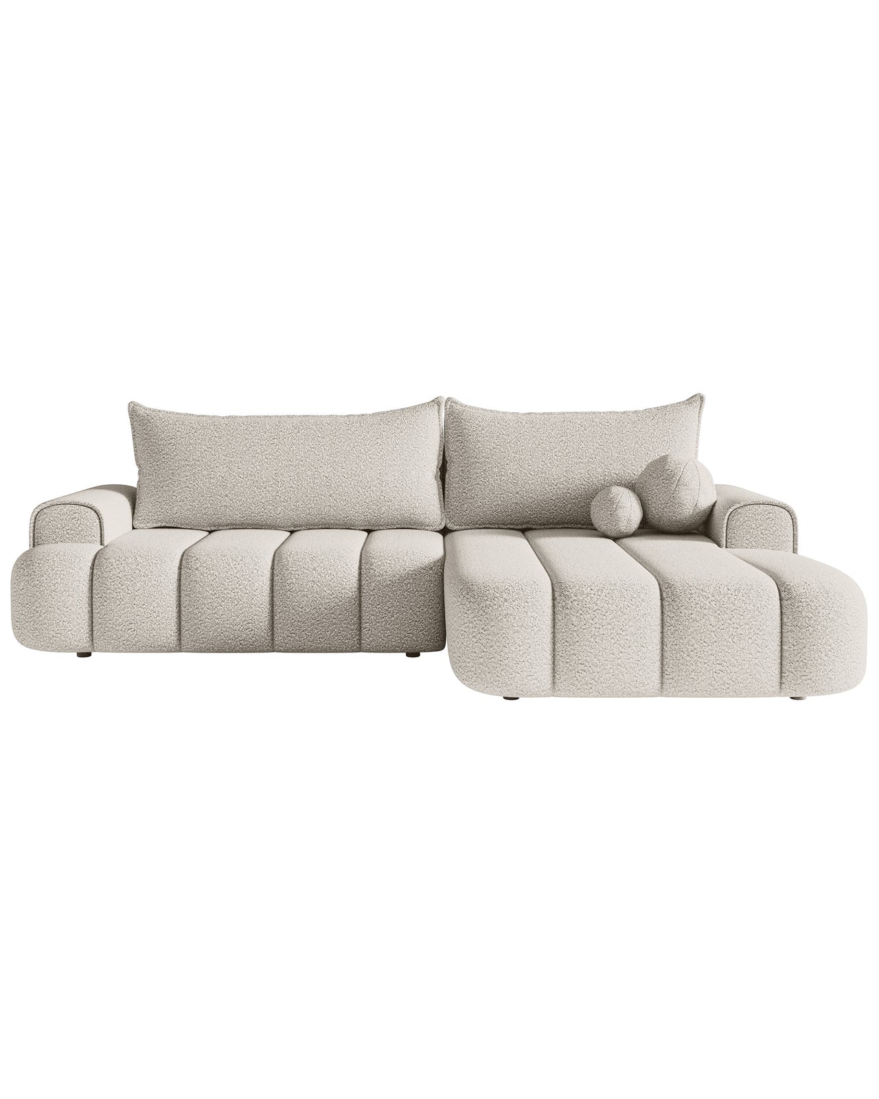 Kampinė sofa-lova DANDELINO, kreminė, dešinė