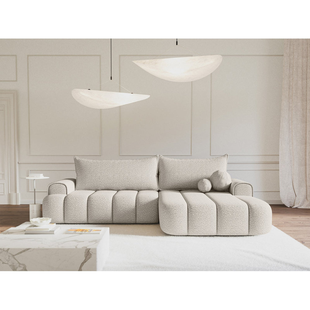 Kampinė sofa-lova DANDELINO, kreminė, dešinė