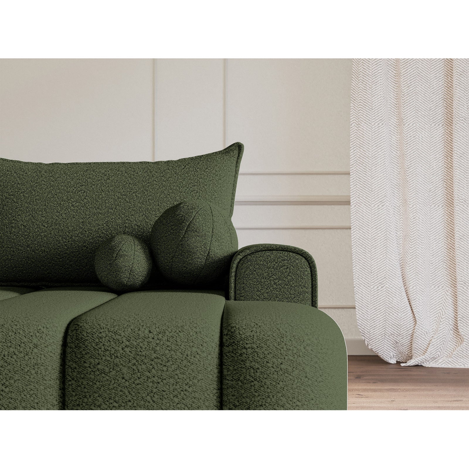 Kampinė sofa-lova DANDELINO, chaki, dešinė