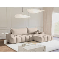 Kampinė sofa ELIN, pilkai smėlinis veliūras – durelių vidus