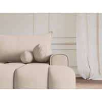Kampinė sofa ELIN, pilkai smėlinis veliūras – pilnas dydžio vaizdas