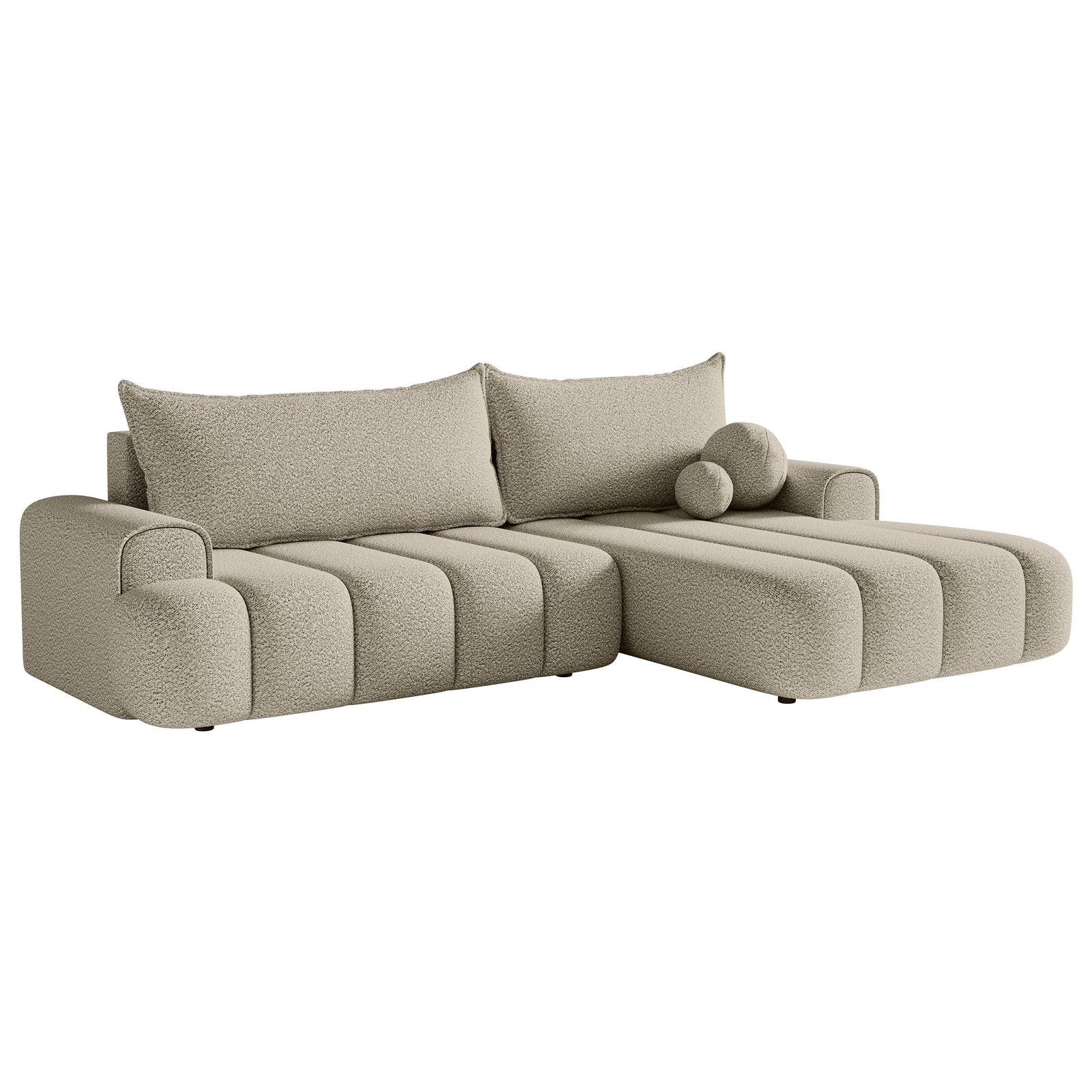 Kampinė sofa-lova DANDELINO, šviesiai smėlinė, dešinė